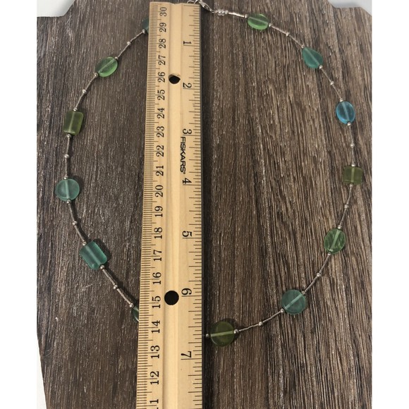 Vintage Artisan 925 Sterling Silver Art Glass Bead Necklace - Picture 5 of 8